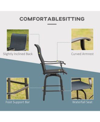 Set of 2 Outdoor Swivel Bar Stools for Backyard Balcony Poolside,