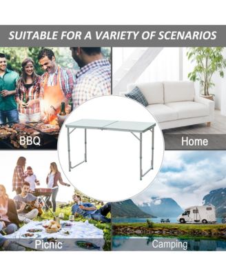 4FT Aluminum Adjustable Folding Camp Table with MDF Top