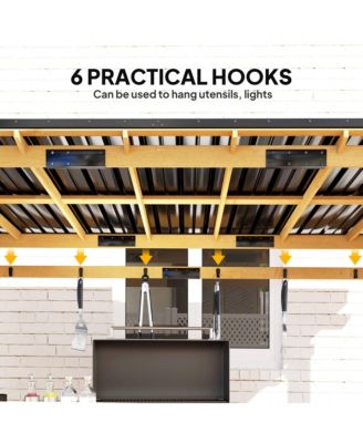 13' x 6' Wooden Grill Gazebo, Hardtop Outdoor BBQ Gazebo, Natural