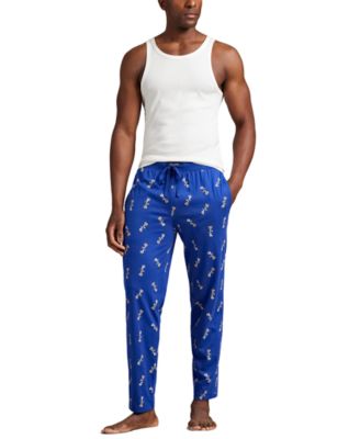 Men's Rib Waistband Knit Bear Pajama Pants