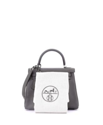 Pre-Owned Hermes Kelly 25 Handbag Grey Togo with Palladium Hardware