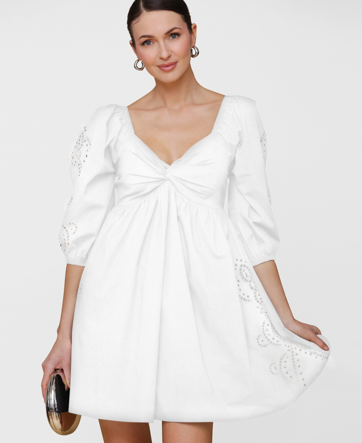 Avec Les Filles Women's Embellished A-line Dress In White