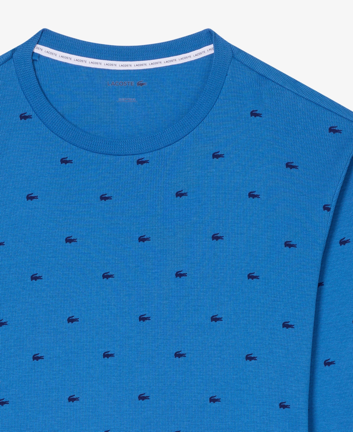 Lacoste Men's All Over Croc Print Long-sleeve Thermal Sleep Shirt In Blue