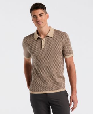 Men's Cotton Modal Geo Short Sleeve Polo Sweater