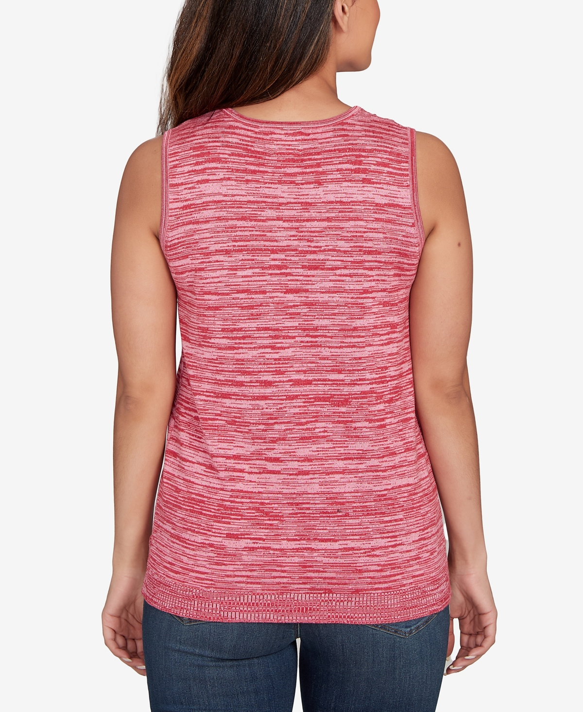 Ruby Rd. Petite Marled Knit Embroidered Tank Sweater In Red