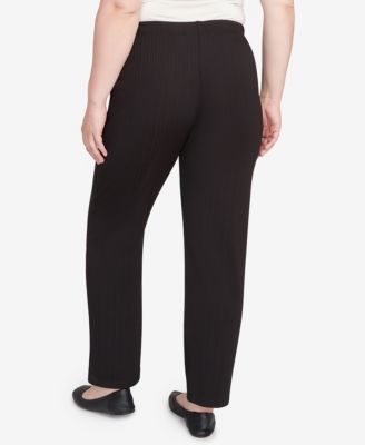 Petite Ribbed Knit Medium Length Pants