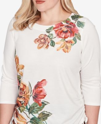 Petite Mount Laurel Asymmetric Floral Side Tie Top
