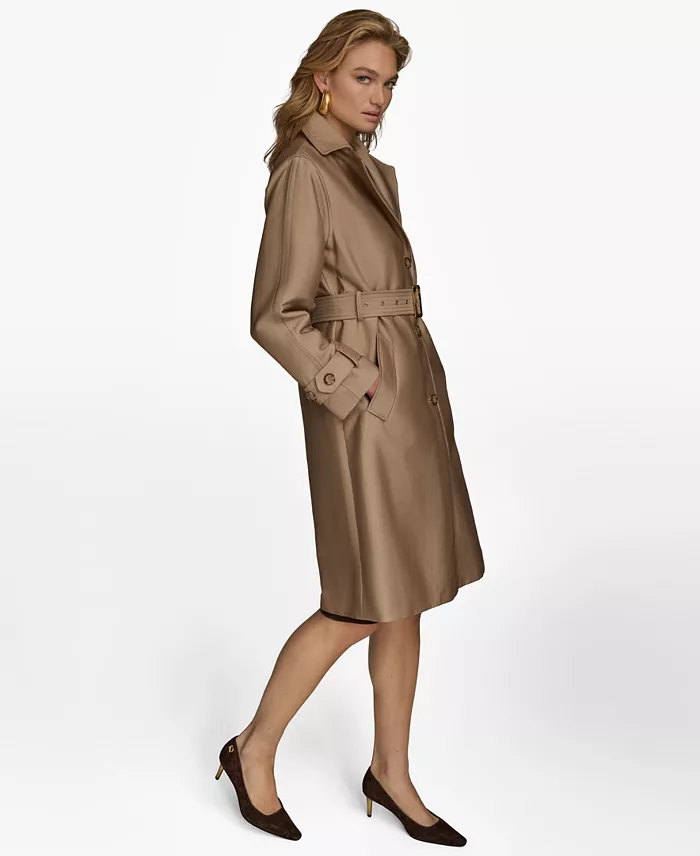 Women's Single-Breasted Belted Trench Coat - thumbnail 4