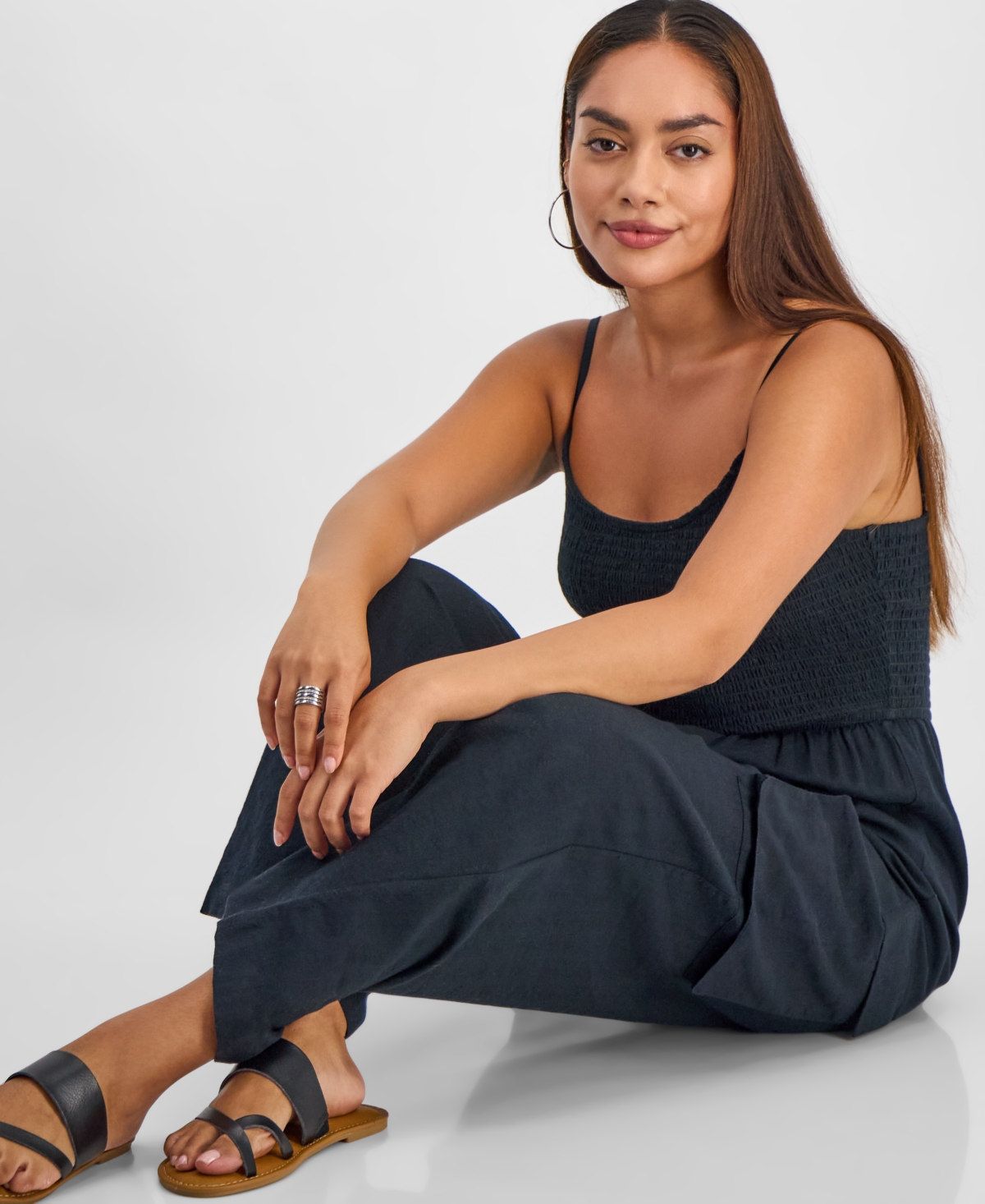 And Now This Petite Repeat Cargo-Pocket Jumpsuit, Exclusively at Macy's