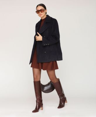 Women's Double Breasted Pinstripe Coat