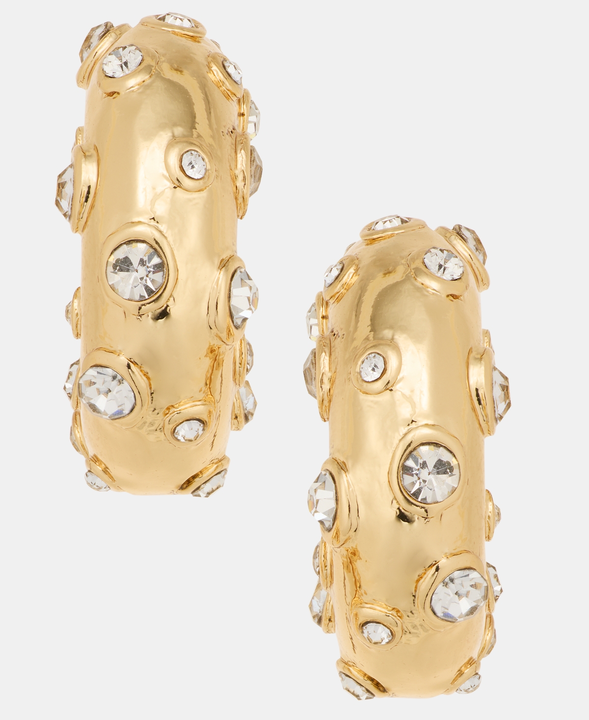 On 34th Small Pave Chubby Hoop Earrings, 0.8", Macy's Exclusive In Gold