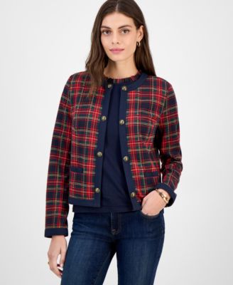 Tommy Hilfiger - Women's Plaid Open-Front Jacket