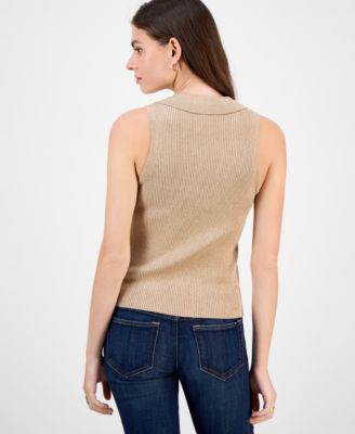 Women's Shine Sleeveless Halter Polo Sweater 