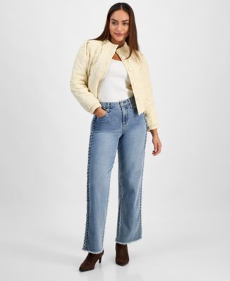 Petite Embroidered Quilted Puffer Jacket, Macy's Exclusive