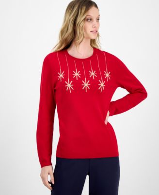 Nautica Jeans - Women's Cotton Hanging Snowflake Sweater