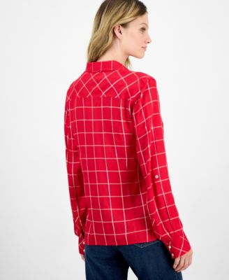Women's Grid-Print Utility Shirt
