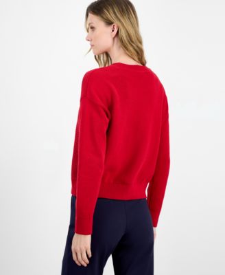 Women's Cotton Snowflake-Motif Sweater