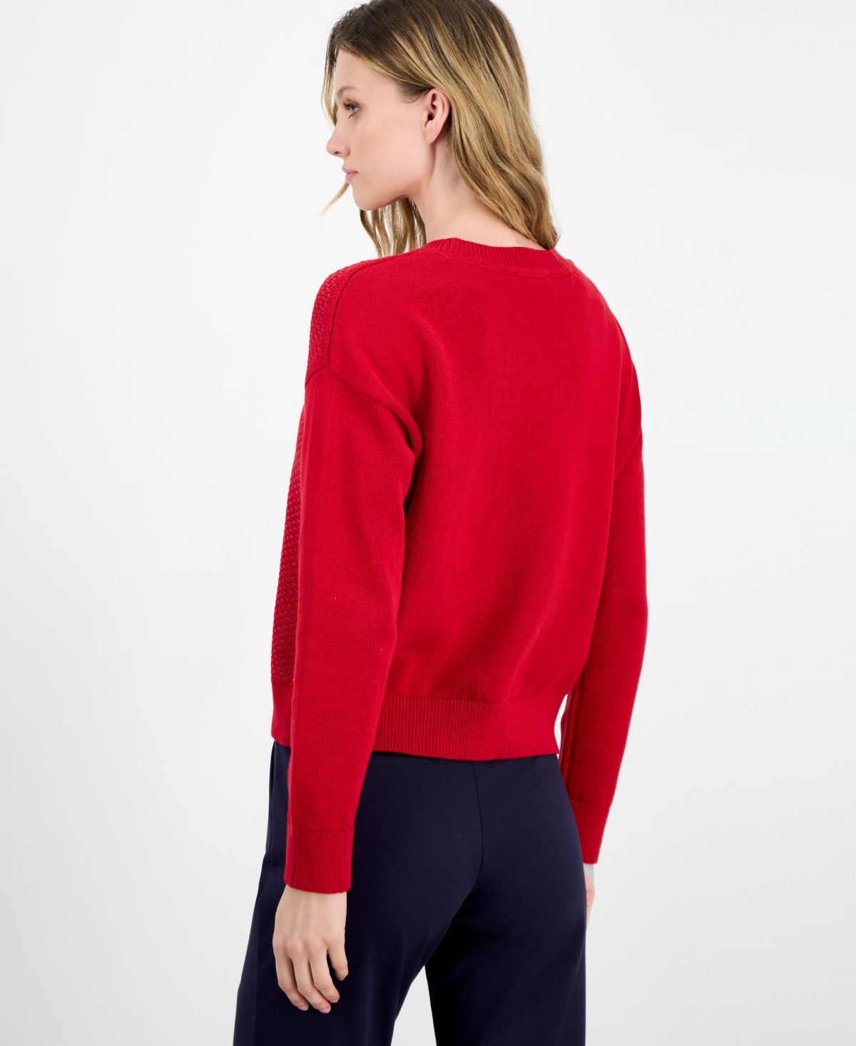 Nautica Jeans Women's Cotton Snowflake-motif Sweater In Red