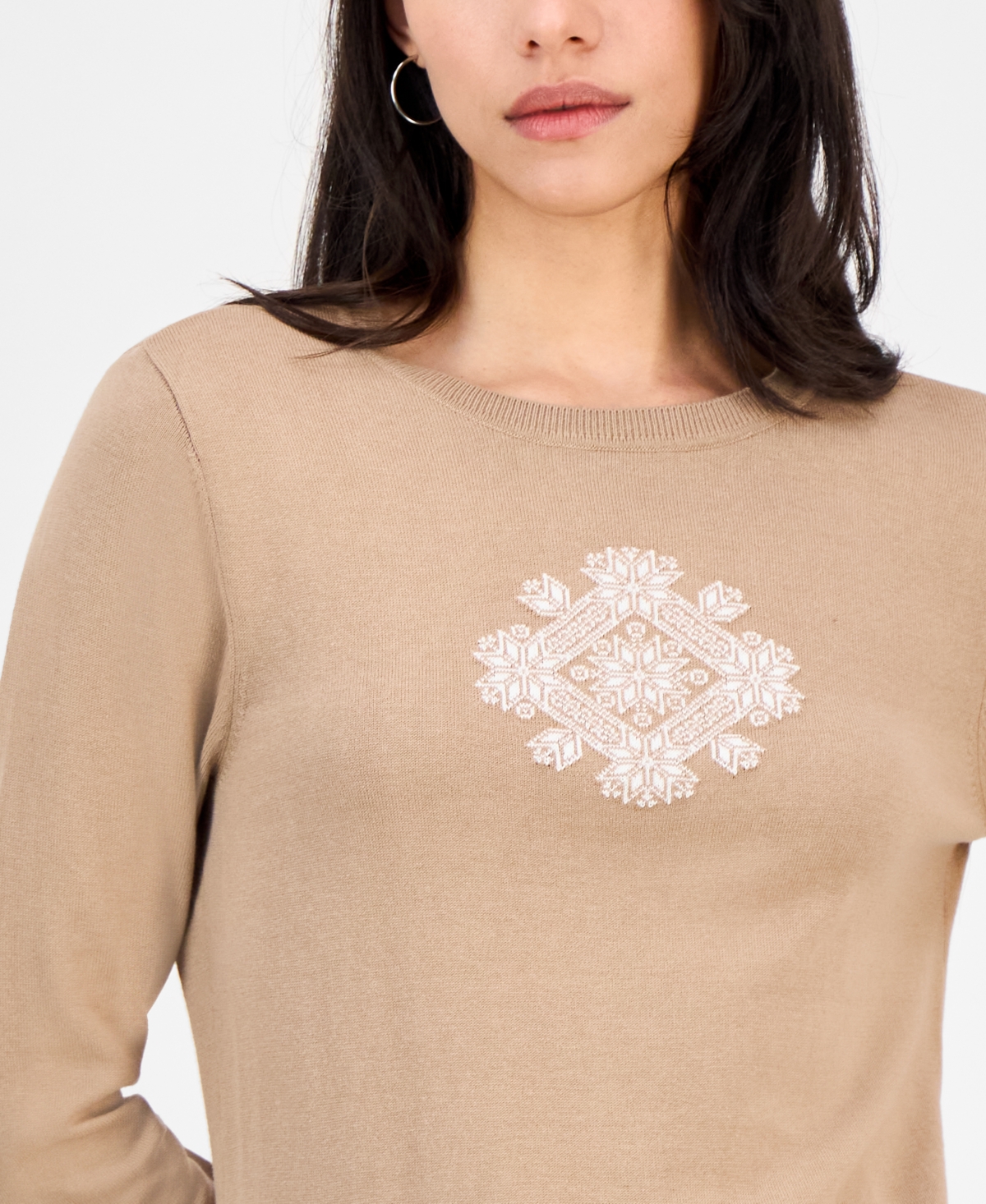Nautica Jeans Women's Cotton Snowflake Sweater