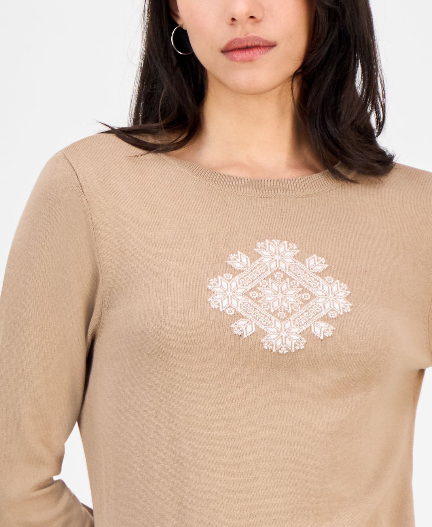 Nautica Women's Cotton Snowflake Sweater