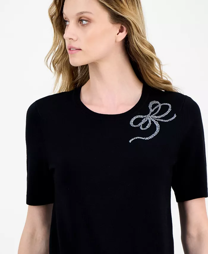 Nautica Women's Rhinestone-Bow Short-Sleeve Sweater - thumbnail 5