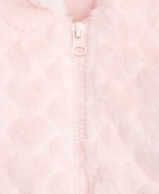 Baby Girls Hooded Embossed-Heart Faux-Fur Jacket, Macy's Exclusive