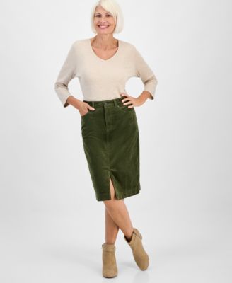 Style & Co - Petite Corduroy Midi Skirt