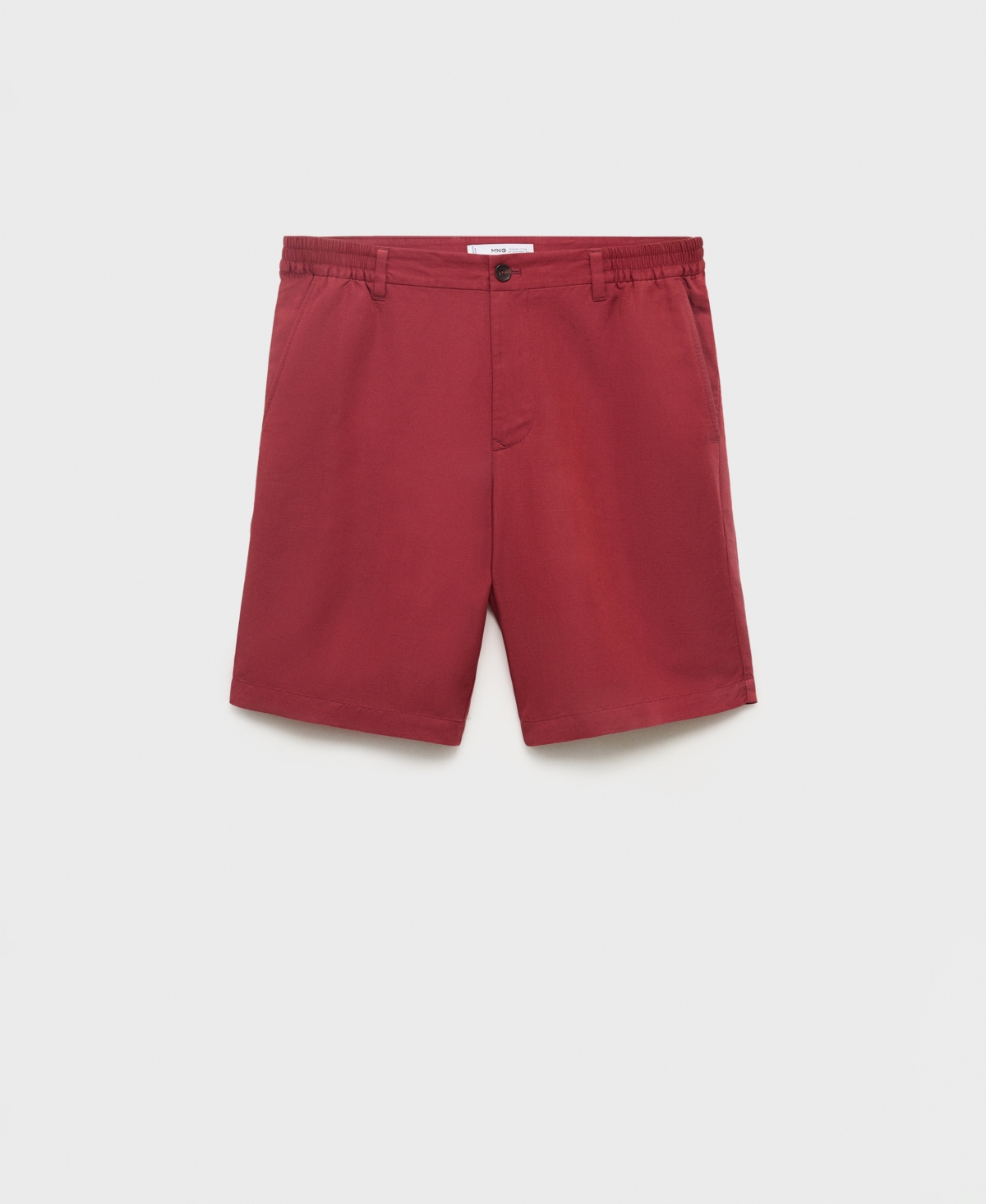 Mango Men's Elastic Waist Linen 9" Bermuda Shorts In Red