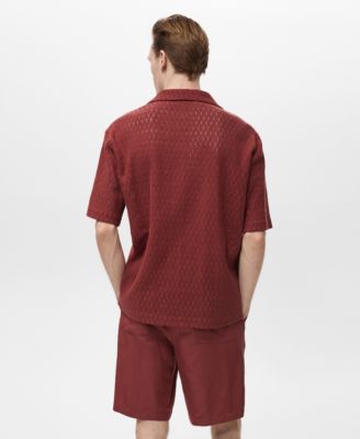 Men's Openwork Detail Cotton Shirt