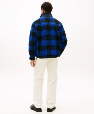 Men's Teddy Fleece Check Pullover Jacket