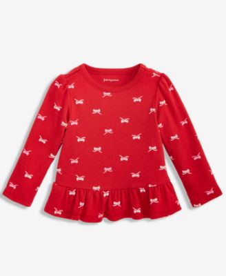 First Impressions - Baby Girls Long-Sleeve Fun Bows-Print Jersey T-Shirt