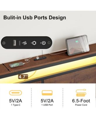 Modern Queen Bed Frame with LED Headboard, 4 Storage Drawers, No Box Spring Needed