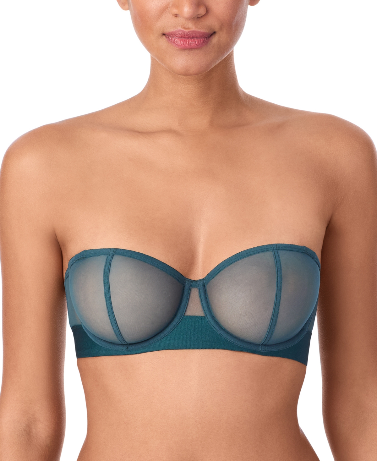 Dkny Sheers Strapless Underwire Bra In Blue