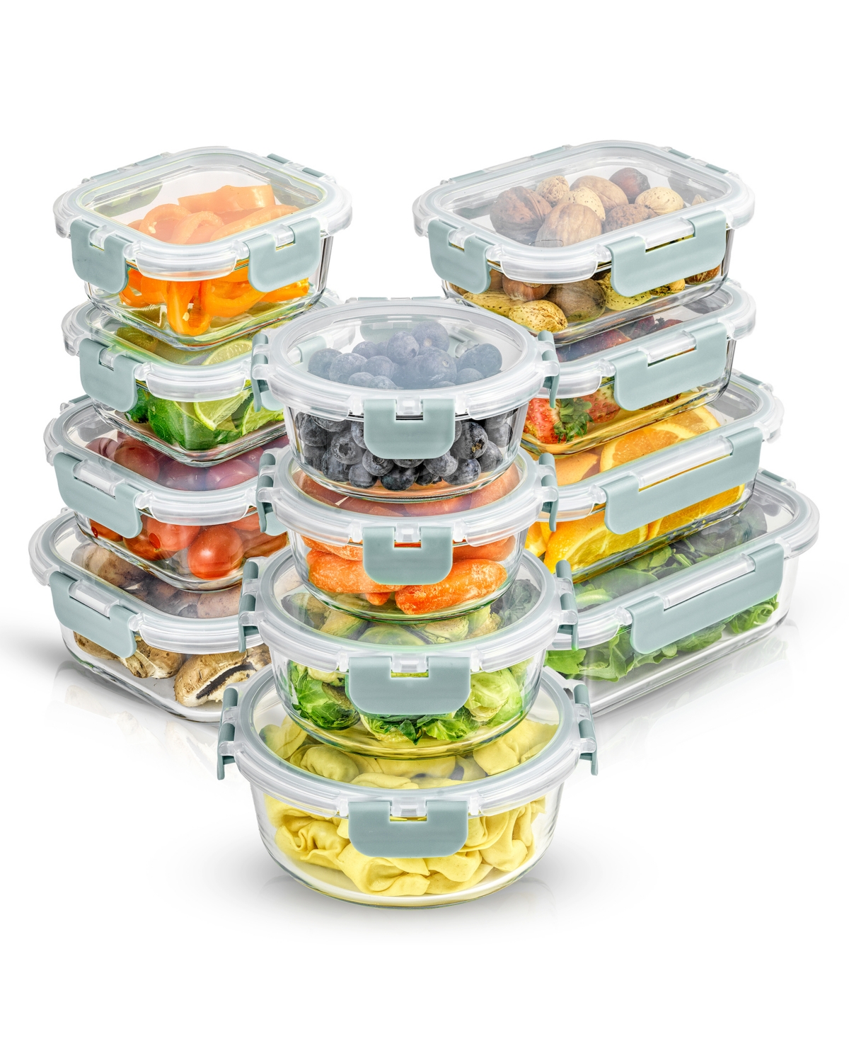 Joyjolt 24-piece Glass Storage Containers With Lids In Blue