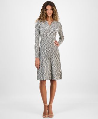 Robbie Bee - Women's Spread-Collar Long-Sleeve Dress