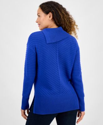 Petite Envelope-Neck Side-Slit Tunic Sweater, Created for Macy's