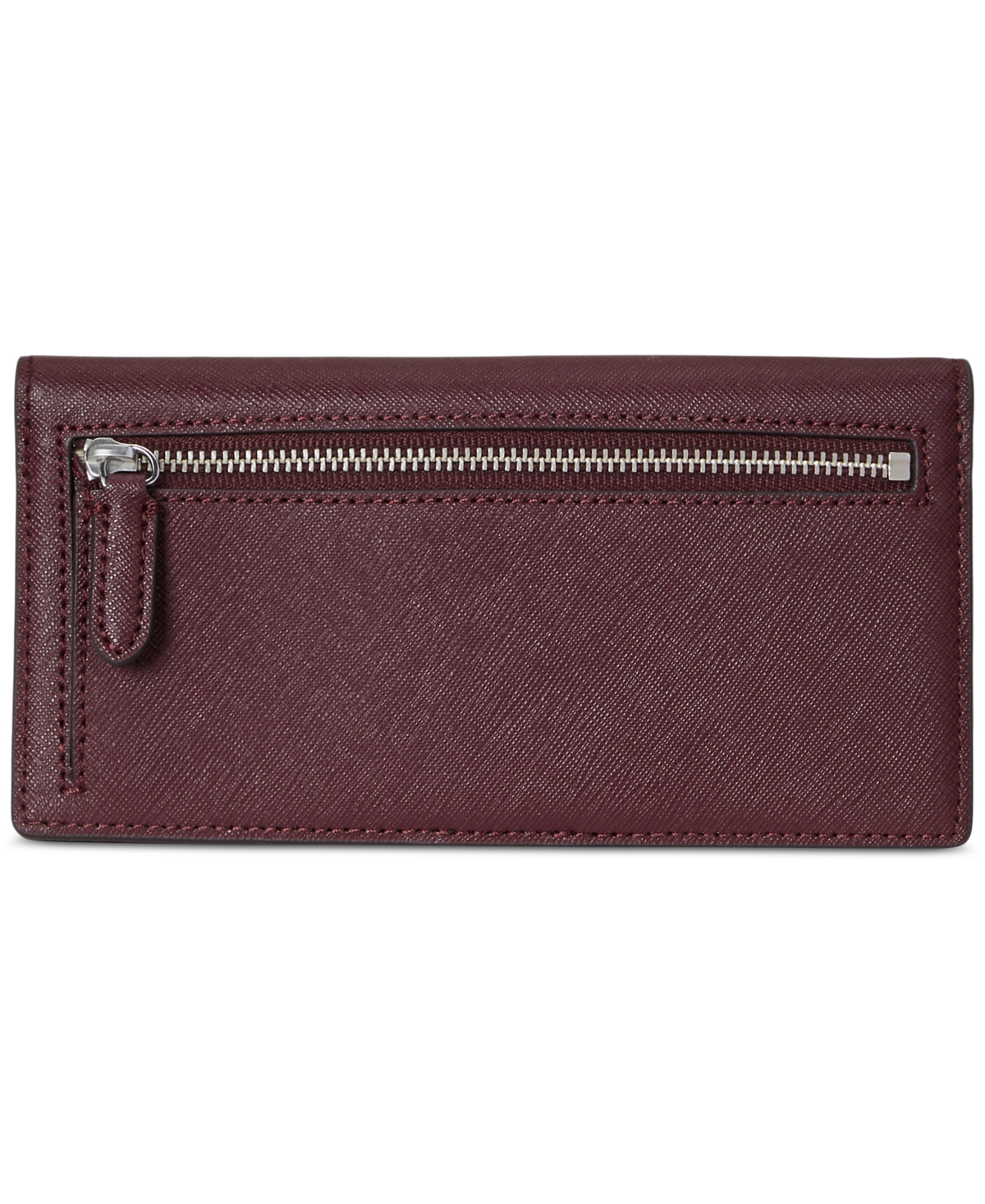 Ralph Lauren Crosshatch Leather Slim Snapped-closure Wallet In Burgundy