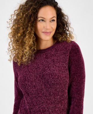 Petite Chenille Cable Knit Sweater, Macy's Exclusive
