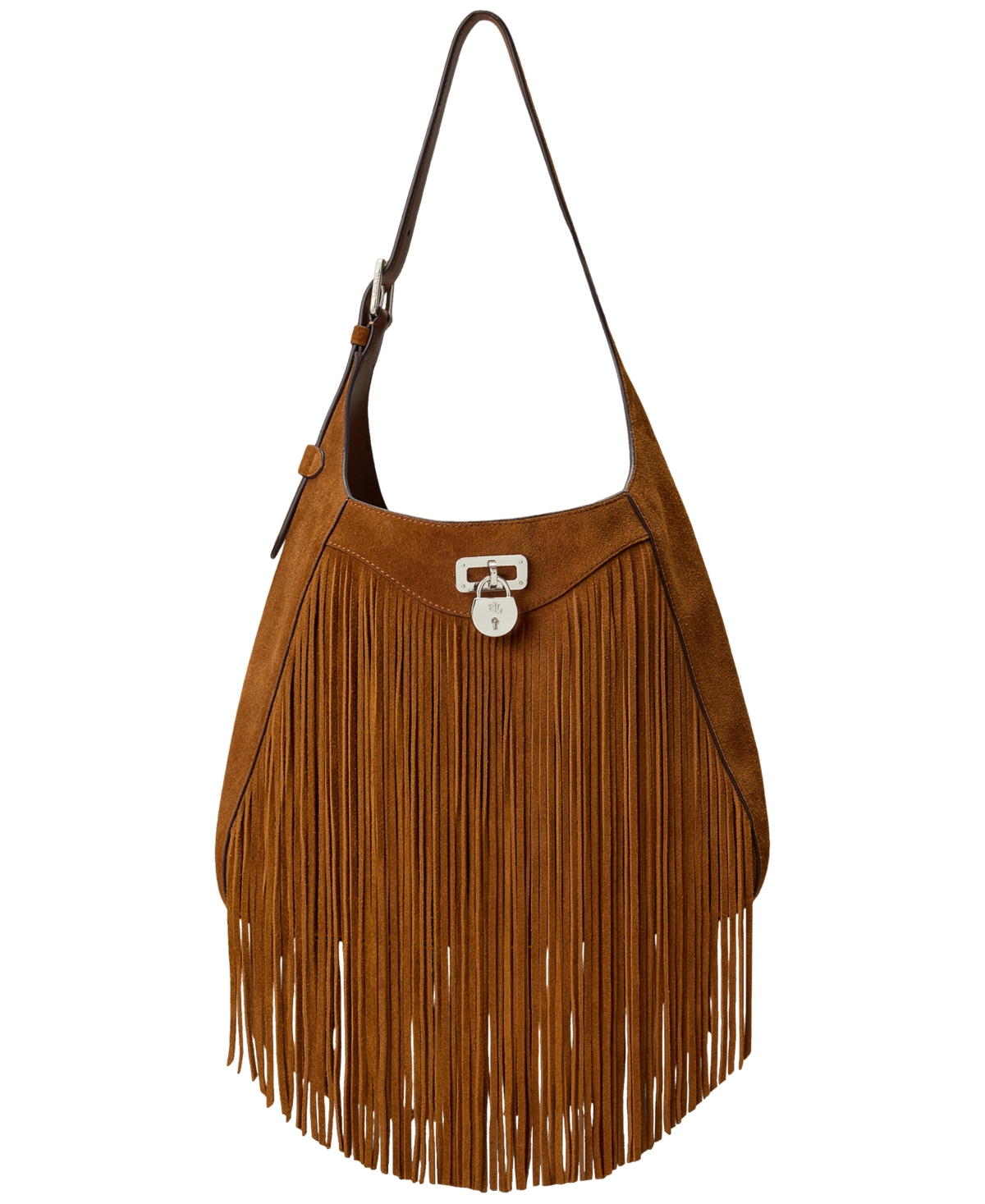 Ralph Lauren Tanner Medium Suede Fringe Shoulder Bag In Brown