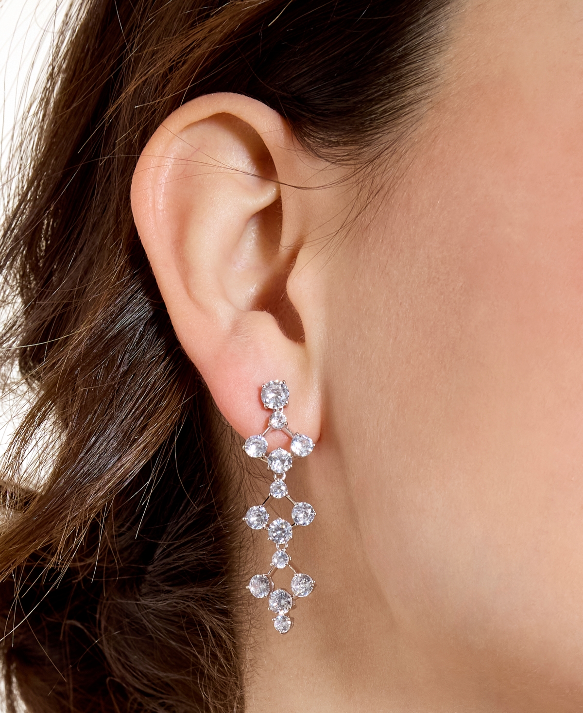 Eliot Danori Cubic Zirconia Lacey Linear Drop Earrings In Silver