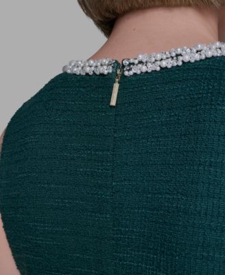 Women's Embellished Knit Tweed A-line Dress