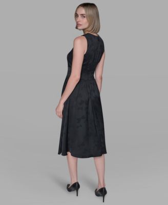 Women's Embellished Jacquard Fit and Flare Dress