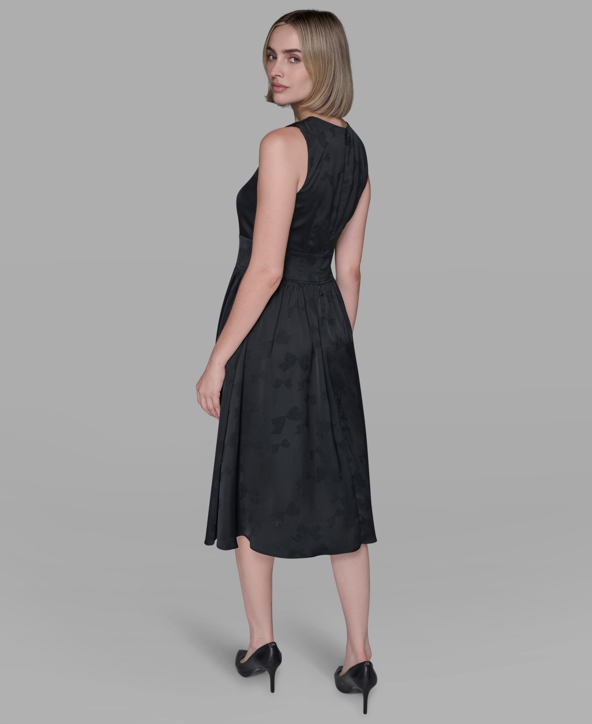 Karl Lagerfeld Women's Embellished Jacquard Fit And Flare Dress In Black