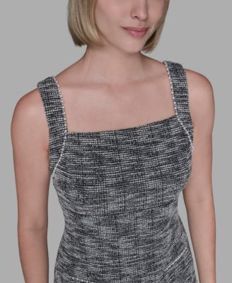 Women's Metallic Knit Tweed Sheath Mini Dress