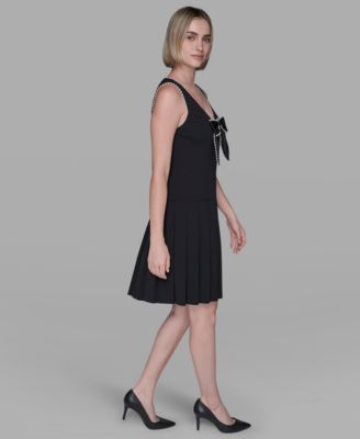 Women's Embellished Bow A-Line Dress