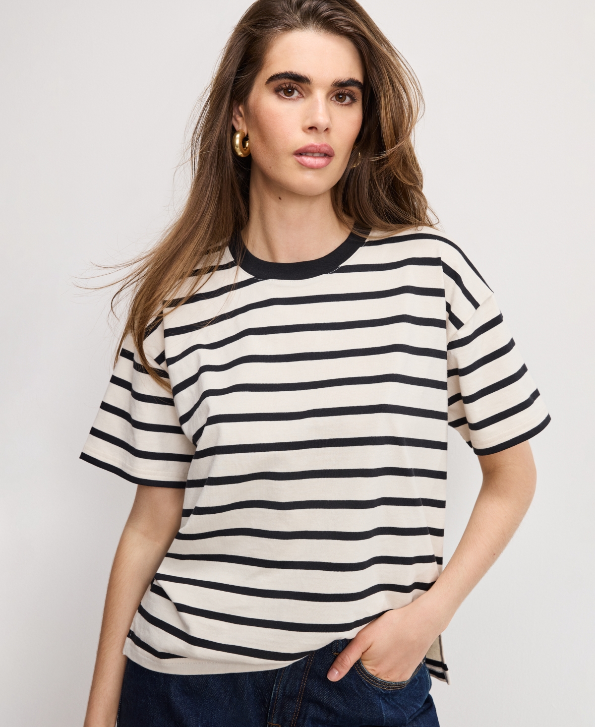 Good American Cotton Oversized Tee In Multi