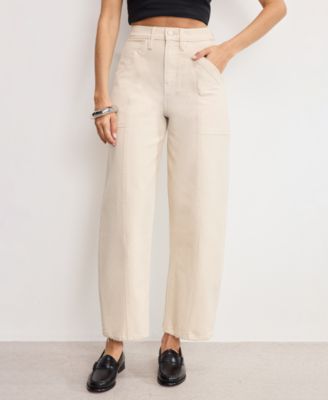 Women's Canvas Cropped Barrel Pants, Regular & Plus Size