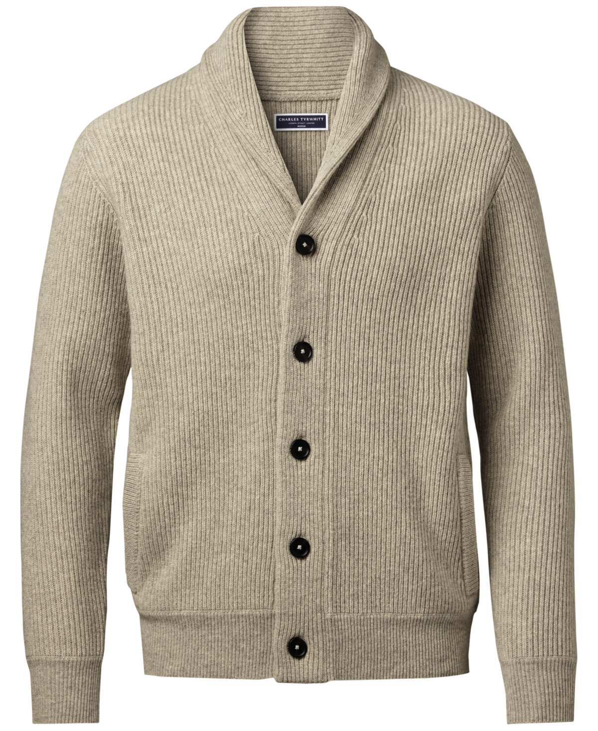 Charles Tyrwhitt Men's Oatmeal Chunky Merino Sweater