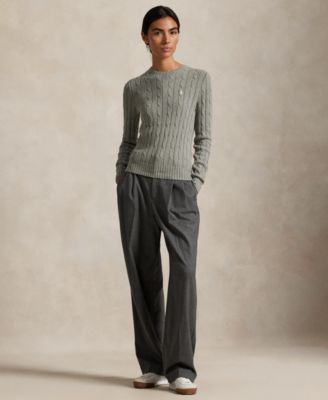 Women's Cable-Knit Cotton Crewneck Sweater