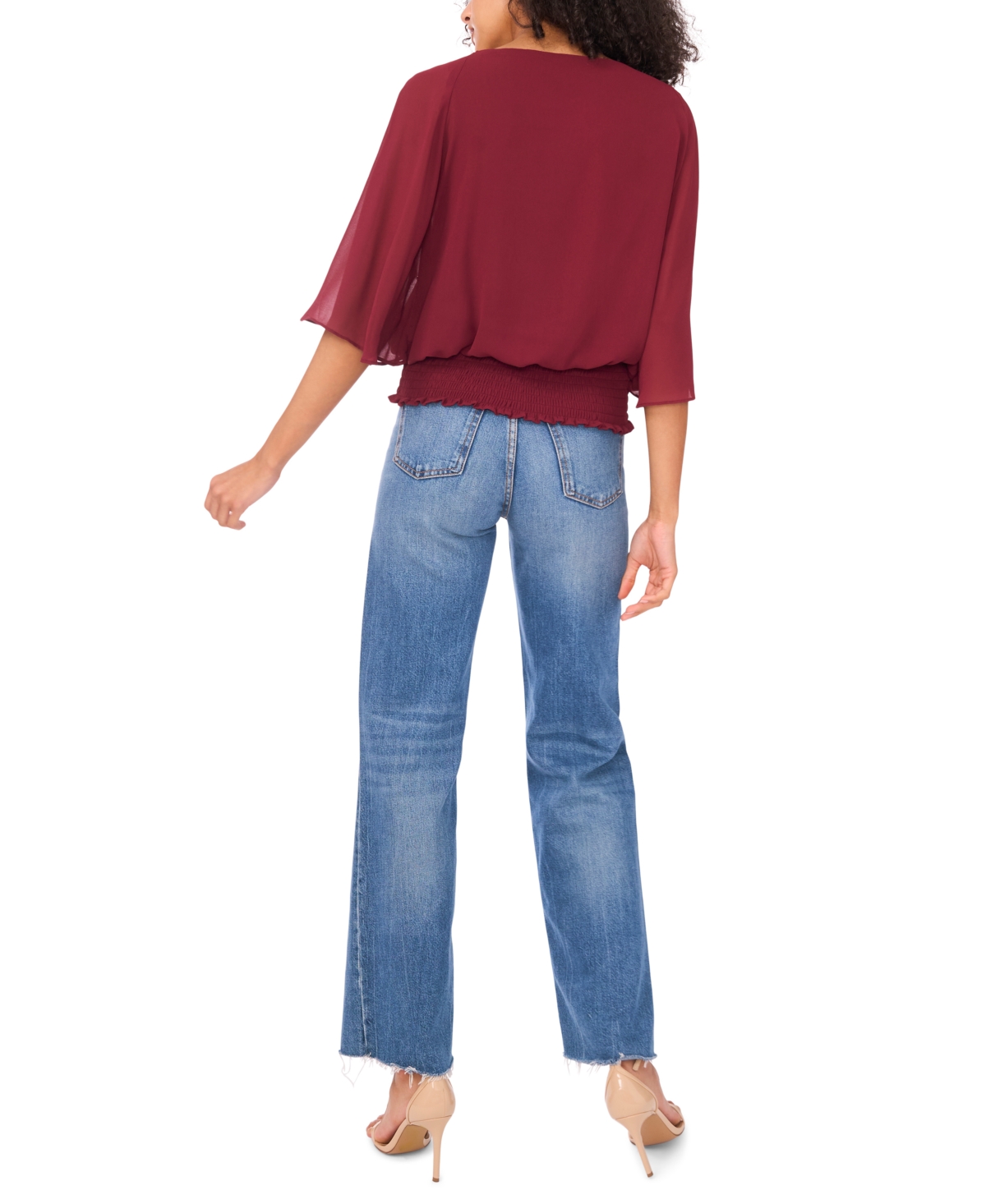 Sam & Jess Women's Smocked-waist Top In Burgundy